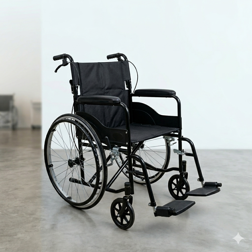 Standard Manual Wheelchair with Dual Brakes & Foldable Design
